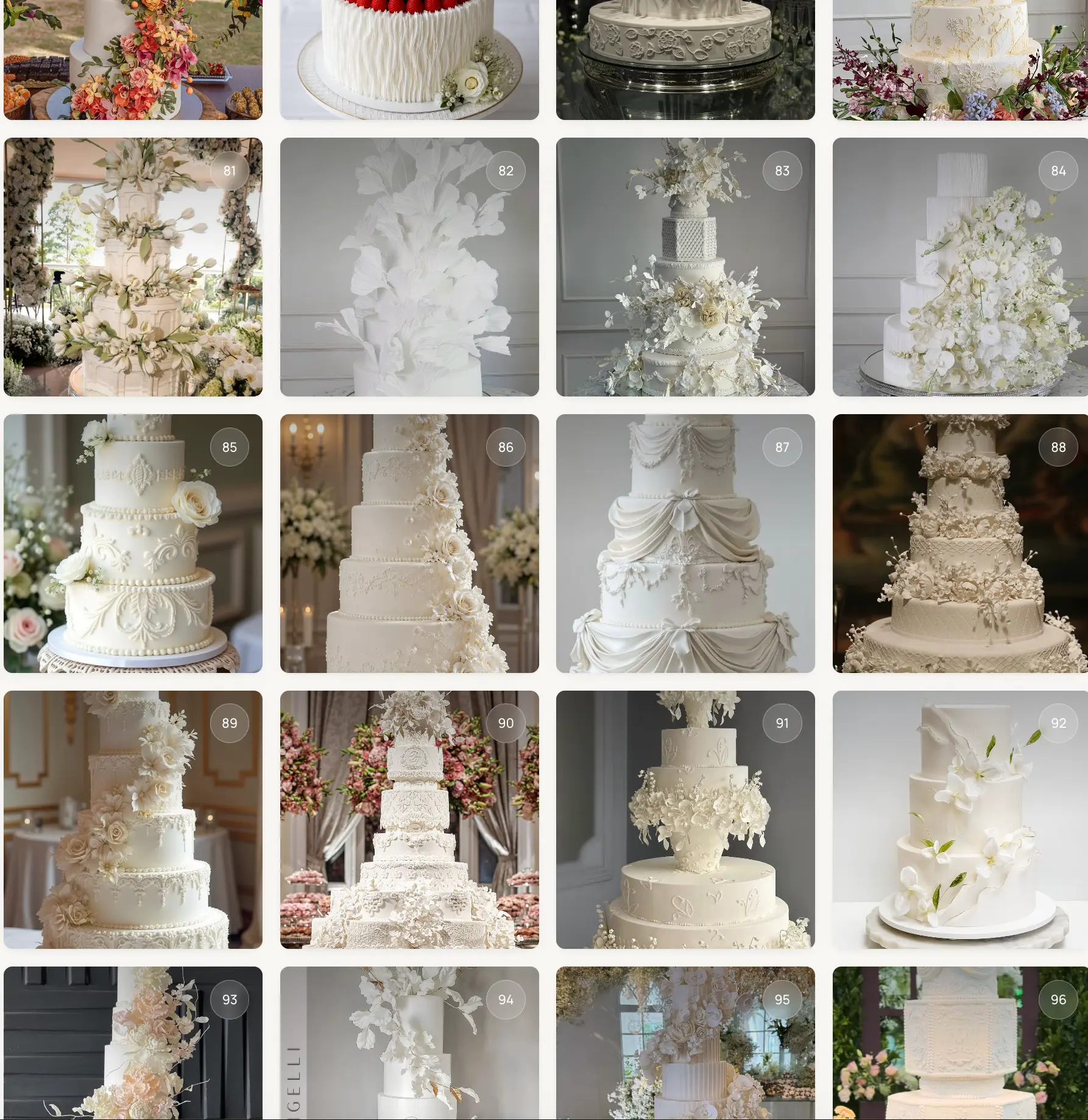 Preview do catálogo com mais de 100 inspirações de bolos de casamento da Pierina Confeitaria